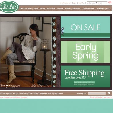 LuLus Home Page Design